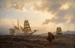 Hans Gude, Signaliserende Fartøyer, 1871, Olje på lerret