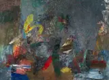 Jakob Weidemann, Feuille (Blad), 1963, Olje og tempera på plate