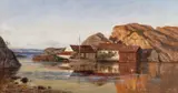 Amaldus Nielsen, Aftenstemning Ny-Hellesund, 1930, Olje på plate