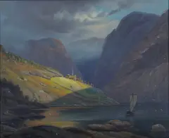 Knud Baade, Fjordlandskap, Vestlandet, 1845, Olje på lerret