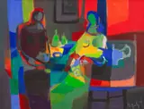 Marcel Mouly, La Robe Verte, 1977, Olje på lerret