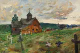Harriet Backer, Uvdal kirke og kirkegård, 1906, Olje på lerret