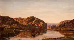 Morgen i Ny-Hellesund by Amaldus Nielsen, Olje på lerret, sold Nov 2023