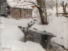 Frits Thaulow, Vinterlandskap, Fra Stord, 1889, Pastell