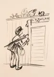 Edvard Munch, Den fri kjærlighets by, 1908-09, Litografi trykket i svart på tykt hvitt papir