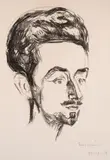 Edvard Munch, Helge Rode, 1908-09, Litografi trykket i svart på tykt hvitt papir
