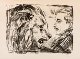 Edvard Munch, Løvetemmeren, 1916, Litografi trykket i svart på beige papir