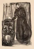 Edvard Munch, Barndomsminne, 1916, Litografi trykket i svart på gulhvit papir