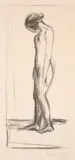 Edvard Munch, Gråtende akt, 1908-09, Litografi trykket i svart på tykt hvitt papir