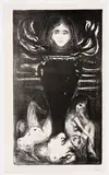 Edvard Munch, Urnen, 1896, Litografi trykket i svart på gulhvitt papir