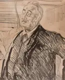 Edvard Munch, Munch og direktør Ludvig Didrichsen, 1916, Litografi trykket i svart på middels tynt, riflet papir