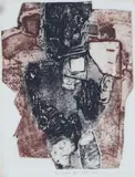 Inger Sitter, Uten tittel, 1962, Etsning trykket på japansk rispapir og tykt papir