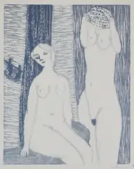 Knut Rumohr, Sittende og stående akt, 1946, Tresnitt