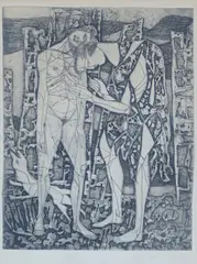 Sigurd Winge, Komposisjon med figurer, Radering