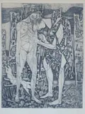 Sigurd Winge, Komposisjon med figurer, Radering