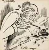 En fluesnapper by Theodor Kittelsen, Tusj på papir, sold Jun 2023