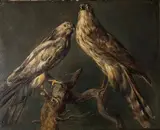 Jacob Calmeyer, To falker, 1830, Olje på plate