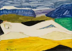 Kai Fjell, Liggende kvinne, 1951, Olje på plate