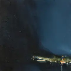 Ørnulf Opdahl, Ferry landing at night, 2020, Olje på lerret