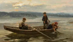 Jahn Ekenæs, Fiskere i robåt, 1898, Olje på lerret