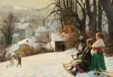 Gustav Wentzel, På en kjelke en solskinnsdag, 1911, Olje på lerret