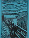 The Scream (After Munch) by Andy Warhol, Serigrafi trykket i sort og blågrønt, sold Jun 2023