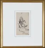 Fra jordkloden før syndefloden by Theodor Kittelsen, Tusj på papir, sold Dec 2022