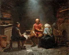 Adolph Tidemand, Et sørgebudskap, 1851, Olje på lerret