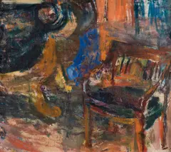 Ludvig Karsten, Interiør med sofa og stol, 1918, Olje på lerret