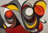 Gudrun Kongelf, Komposisjon, 1954, Olje på lerret