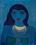 Johannes Rian, Blå Madonna, 1948, Olje på plate