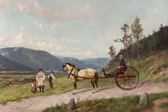 Axel Ender, Hest og kjerre, folkeliv, Olje på lerret