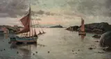 Lauritz Haaland, Fra en uthavn, Hvidingsø, 1936, Olje på lerret