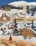 Reidar Aulie, Pike på landevei, 1955, Olje på lerret
