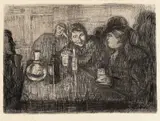 Edvard Munch, Kristiania-Boheme I, Radering trykket i svart på middels tynt gulhvitt papir
