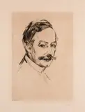 Edvard Munch, Dr. Max Linde, Radering trykket i svart på tykt Japanpapir