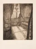 Edvard Munch, Måneskinn. Natt i Saint-Cloud, Radering trykket i svart på middels tykt gulhvitt papir