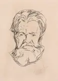 Edvard Munch, Mannshode, Radering trykket i svart på middels tykt gulhvitt papir