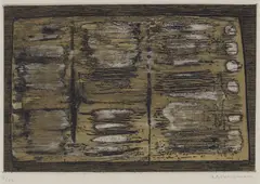 Anna-Eva Bergman, G 26-1958 Lite brunt gravsted, Radering