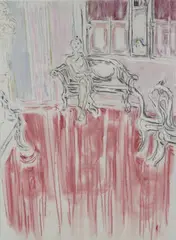 John David Nielsen, Figur i interiør, 1991, Pastell på papir