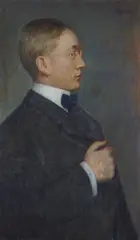 Hans Heyerdahl, Portrett av forfatteren Johannes V. Jensen, 1908, Olje på plate