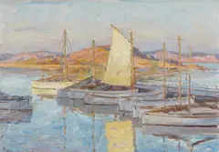 Thorolf Holmboe, Småbåthavn, 1924, Olje på plate