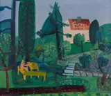 Jakob Weidemann, Kvinne sittende i hage, Olje på lerret