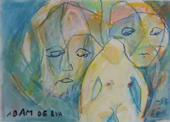 Kai Fjell, Adam og Eva, 1986, Blandingsteknikk på papir