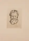 Edvard Munch, Mannshode, Radering trykket i svart på tykt gulhvitt papir