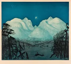 Harald Sohlberg, Vinternatt i Rondane, 1917, Litografi