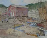 Gerhard Munthe, Fra Ulvin, 1923, Blyant og akvarell på papir