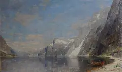 Anton Rasmussen, Fjordlandskap, Olje på lerret
