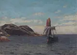 Lauritz Haaland, Lensende skute, 1900, Olje på lerret