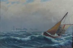 Erik Schøyen, Losskøyten Larvik No 8, Olje på lerret